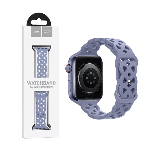 Bracelete Hueca de Silicona para iWatch WA09 (38/40/41mm) Lavanda Gris